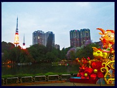 Yuexiu district skyline with the TV tower from the park.